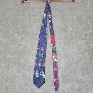 VIntage 1995 Warner Bros Blue Loony Toons Mania Holiday Christmas Tie 100% Silk